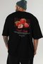 Strawberry Back Printed Black Oversize T-Shirt Men Women Cotton Crew Neck Tshirt - 6