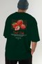 Strawberry Back Printed Green Oversize T-Shirt Men Women Cotton Crew Neck Tshirt - 7