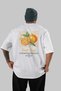 Orange Back Printed White Oversize T-Shirt Men Women Cotton Crew Neck Tshirt - 2