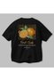 Orange Back Printed Black Oversize T-Shirt Men Women Cotton Crew Neck Tshirt - 3