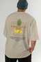 Pineapple Back Printed Beige Oversize T-Shirt Men Women Cotton Crew Neck Tshirt - 6