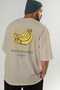 Banana Back Printed Beige Oversize T-Shirt Men Women Cotton Crew Neck Tshirt - 7