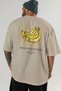 Banana Back Printed Beige Oversize T-Shirt Men Women Cotton Crew Neck Tshirt - 5