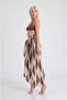 Brown Brush Patterned Pareo |   Burgundy Flows on Cream Floor |   100X145Cm |   Silky Chiffon Fabric - 2
