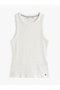 Women's Cotton Thin Knit Sleeveless Slim Fit White Knitwear Ww0Ww45706Ya8 - 5