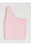 Lilac One Shoulder Crop Women's Knitwear Tank Top - 5