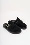 Women's Black Imported Buckle Detailed Slippers
