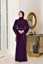 Stylish Chiffon Belted (Removable) Hijab Evening Dress Turquoise - 2