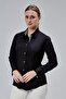 Black Cotton Satin Lycra King Striped Fabric and Button Detailed Slim Fit Women's Shirt