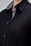 Black Cotton Satin Lycra Zero Sleeve King Striped Fabric and Button Detailed Slim Fit Women's Shirt - 3