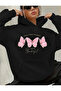 Enjoy Every Moment Detail Printed Fleece Hooded Sweatshirt