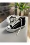 BLACK LONG ANKLE THICK PLATFORM SOLE LINEN SNEAKERS - 3