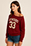 Women's Oywouos 33 Printed Boat Neck New Season Sweatshirt - 2