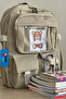 Beige Unisex Korean Style School Bag, Kawaii Primary School Backpack, 15 Lt, 40X30X15Cm - 5