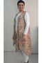 Light Coffee Beige Mink Leopard Print Loose Asymmetrical Cutout Tulle Vest - 5