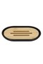 Round plastic bathroom accessory set with bamboo elements, 6 pieces, black - 2
