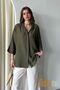 Women's Linen Buttoned Shirt |   Summer Comfortable Cut Patched Front Detailed Natural Fabric - 4