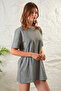 Women's Acid Washed Tie-Dye Pattern Relaxed Fit Mini Length Dress - 6