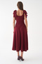 Burgundy Crepe Fabric Square Neck Bow Strap Design Flared Midi Evening Dress 77127 - 3