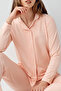 Women's Shirt Collar Pigment Printed Winter Regular Fit Orange Shirt Pajama Set Pc9117-S-V1 - 3