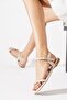 Vekta women's sandal with toe buckle detail skin color - 5