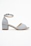 Women's Silver Glitter Short Heeled Comfortable Evening Dress Shoes - 2
