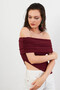 Women's Burgundy Asymmetrical Madonna Collar Blouse Ops4251 - 3
