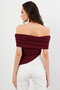 Women's Burgundy Asymmetrical Madonna Collar Blouse Ops4251 - 6