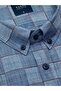 Men's Regular Fit Long Sleeve 100% Cotton Button Collar Single Pocket Plaid Blue Shirt 3812m - 2