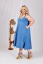 Plus Size Wooden Bead Detailed Washed Fabric Dress - 5