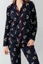 Women's Shirt Collar Pigment Printed Winter Regular Fit Navy Blue Shirt Pajama Set Ar3451-S-V1 - 3