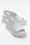 Agusto White Skin Genuine Leather Women's Wedge Heel Sandals