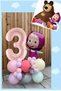 3 Year Old Masha and the Bear Pink Number Balloon Set Masha and the Bear Themed Birthday Balloon Set