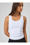Women's Wide Strap Ribbed Knit Corded Fabric White Tank Top – Novelle - 2