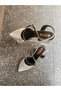Gray Outer Material Shiny Band Thick and Low Heel Women's Shoes