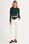 Women's Slim Fit Cotton Long Sleeve Solid Crew Neck Green Blouse - 4