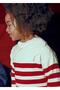 Girl's Wide Collar Striped Sweater Beige - 5