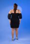 112046 Women's Plus Size Collar-Sleeve Detailed Dress Black - 7