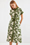 Women's Patterned Shirt Dress Khaki 1015 - 4