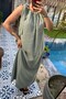 Green Color Shoulder-Tie Long Dress 3213 - 2