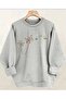 Floral Printed Crew Neck Fleece Sweatshirt