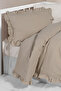 Ruffled 100% Cotton Muslin Baby Duvet Cover Set - Beige - 3