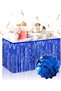 Delux Series Eye-Catching Decor Easy to Install Colorful Ornamental Blue Metalized Tasseled Table Skirt 75 X 275 cm - 2