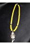 Yellow Glass Bead Necklace – Girl Figure Pendant, Handmade Design - 5