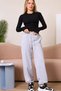 Women's Seasonal Loose Wide Comfortable Leg Gray Sweatpants with Side Pockets - 4