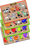 Wooden English Farm Animals-Vegetables-Fruits-Numbers Set of 4 Educational-Pedagogical Puzzle