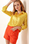 Women's Draped Satin Shirt Yellow 1069