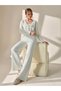 Cotton Knitwear Silver Buttoned Vest High Waist Trousers Double Suit - 8