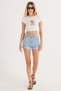 Women's Slim Fit 100% Cotton Crew Neck Printed White Crop T-Shirt Blouse - 4