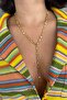 Gold Color Stone Detailed Y Necklace